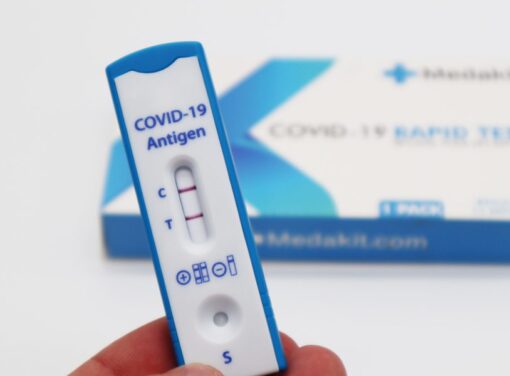 COVID-19 test showing a positive result