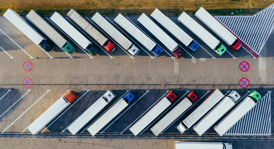 trucks parked in a row