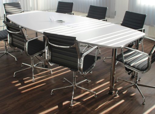empty board room table with chairs
