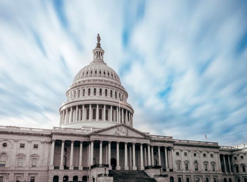 U.S. Capitol Building with Cloudy Sky in Background