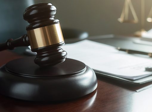 gavel on a judge's bench