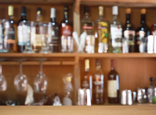 bar with bottles of liquor