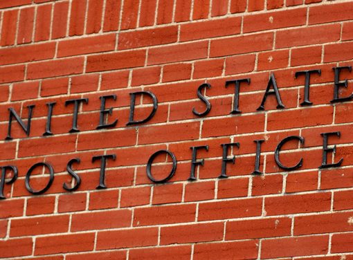 "United States Post Office" on brick wall