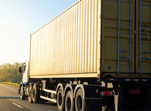 truck driving down highway