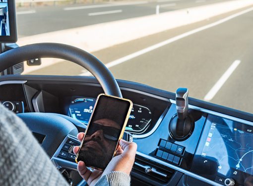 truck driver on cell phone