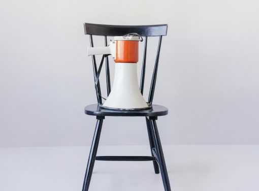 Megaphone sitting on top of chair
