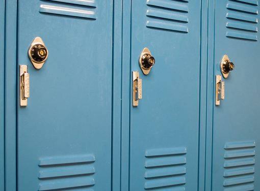 blue school lockers
