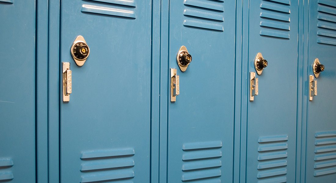 blue school lockers