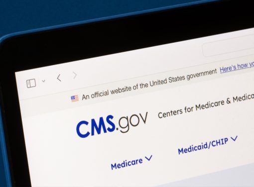 Laptop screen with Centers for Medicare and Medicaid Services (CMS) website open