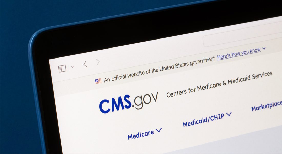 Laptop screen with Centers for Medicare and Medicaid Services (CMS) website open